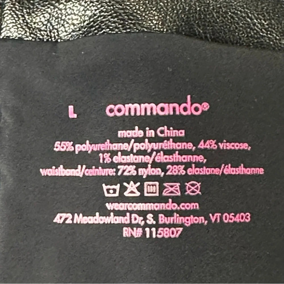 Commando Faux Leather Split Front Pant in Black. Sz: L - Picture 7 of 7